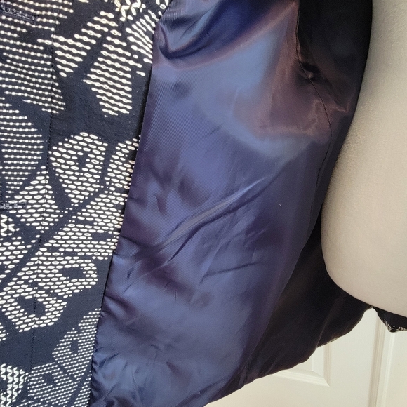 J. McLaughlin Womens Navy Blue And White Hester Raffia Palm Leaf Jacket Size XL - Picture 11 of 13